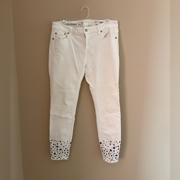 Vineyard Vines White Skinny Jeans with Star Details size 10 - Picture 3 of 7